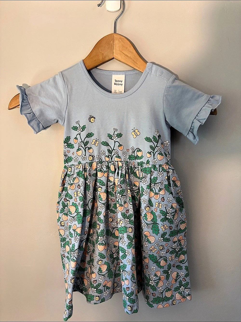 Teeny Weeny Floral Dress Blue & Green Girls 2 Like New